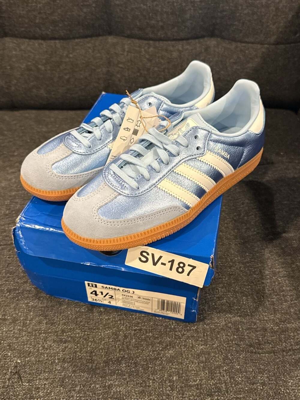 Adidas Samba OG Junior Metallic Blue Sneakers KK2326 - 4.5Y / 5.5W